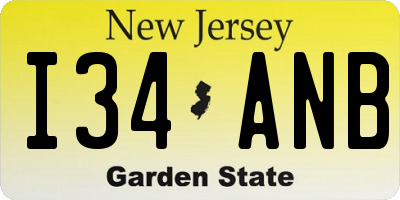 NJ license plate I34ANB
