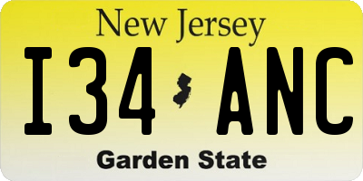 NJ license plate I34ANC