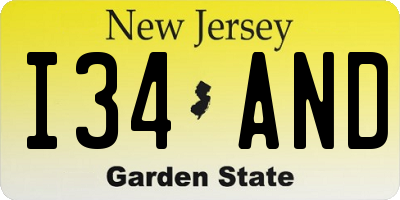 NJ license plate I34AND