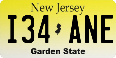 NJ license plate I34ANE