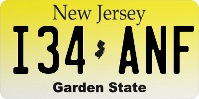 NJ license plate I34ANF