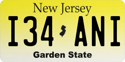 NJ license plate I34ANI