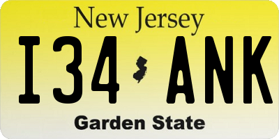 NJ license plate I34ANK
