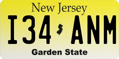 NJ license plate I34ANM