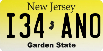 NJ license plate I34ANO