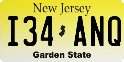 NJ license plate I34ANQ