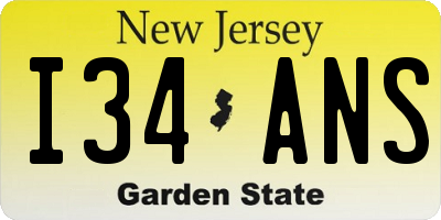 NJ license plate I34ANS