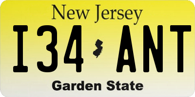 NJ license plate I34ANT