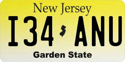 NJ license plate I34ANU