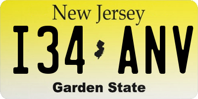 NJ license plate I34ANV