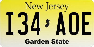 NJ license plate I34AOE