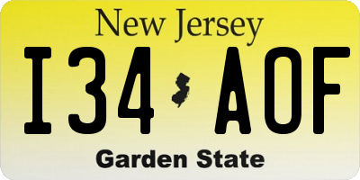 NJ license plate I34AOF