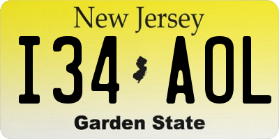 NJ license plate I34AOL