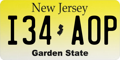 NJ license plate I34AOP