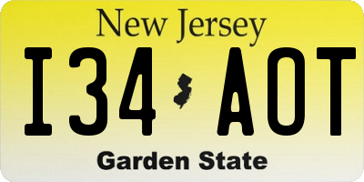 NJ license plate I34AOT