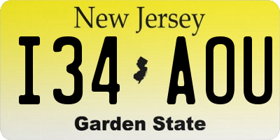 NJ license plate I34AOU