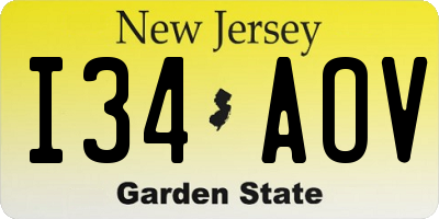 NJ license plate I34AOV