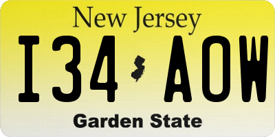 NJ license plate I34AOW