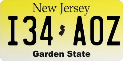 NJ license plate I34AOZ