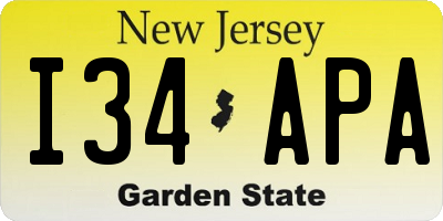 NJ license plate I34APA