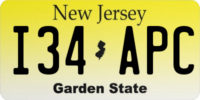 NJ license plate I34APC