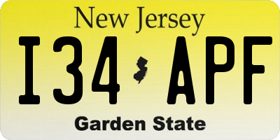 NJ license plate I34APF