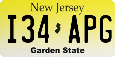 NJ license plate I34APG