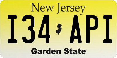 NJ license plate I34API
