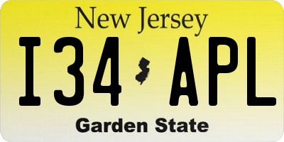 NJ license plate I34APL