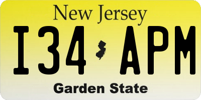 NJ license plate I34APM