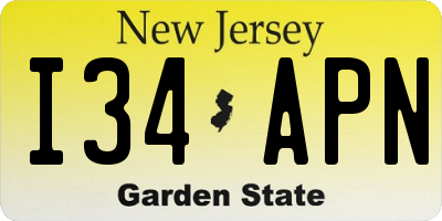 NJ license plate I34APN