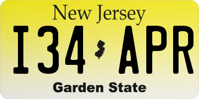 NJ license plate I34APR