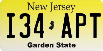 NJ license plate I34APT