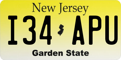 NJ license plate I34APU