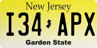 NJ license plate I34APX