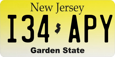 NJ license plate I34APY