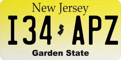 NJ license plate I34APZ