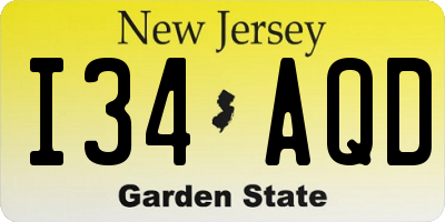 NJ license plate I34AQD