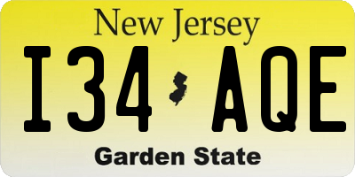 NJ license plate I34AQE