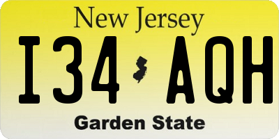 NJ license plate I34AQH