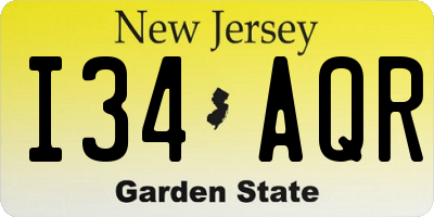 NJ license plate I34AQR