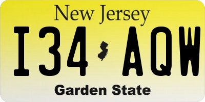 NJ license plate I34AQW