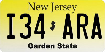 NJ license plate I34ARA