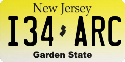 NJ license plate I34ARC