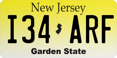 NJ license plate I34ARF