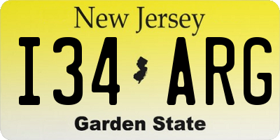 NJ license plate I34ARG