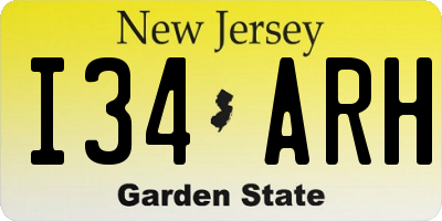 NJ license plate I34ARH