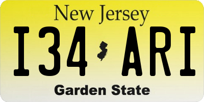 NJ license plate I34ARI