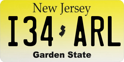 NJ license plate I34ARL
