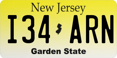 NJ license plate I34ARN